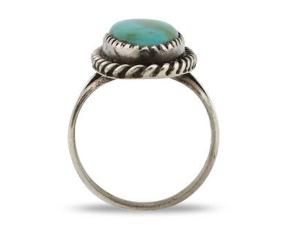 Navajo Handmade Ring 925 Silver Kingman Turquoise Artist Signed MC C.80's