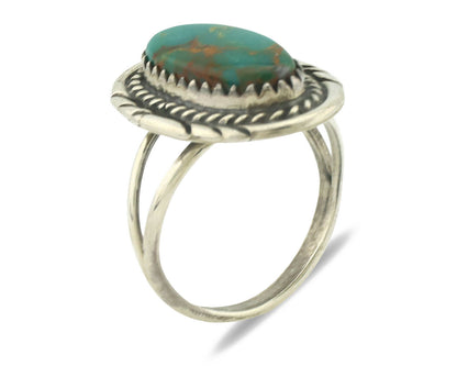Navajo Ring .925 Silver Natural Turquoise Native American Artist C.1980's