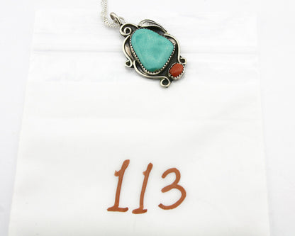 Navajo Necklace .925 Silver Morenci Turquoise Artist Native C.80's