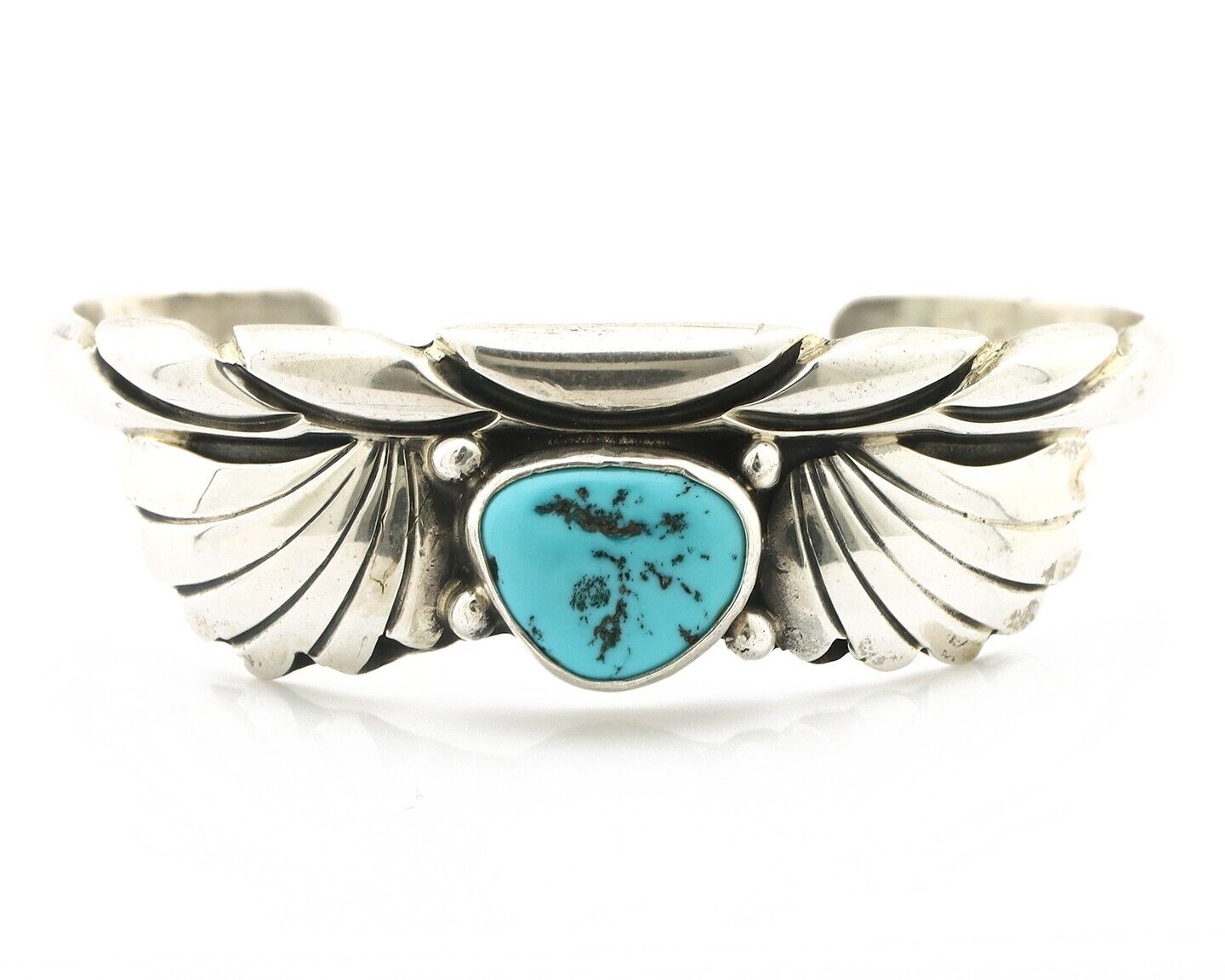 Navajo Bracelet 925 Silver Sleeping Beauty Turquoise Artist Signed M Montoya C80