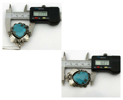 Navajo Necklace .925 Silver Morenci Turquoise Native American C.80's