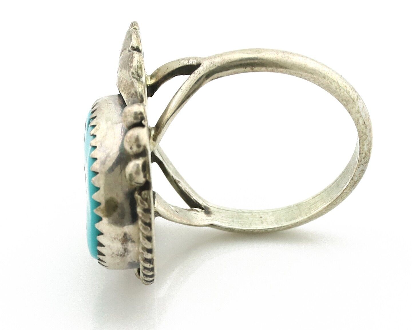 Navajo Ring .925 Silver Sleeping Beauty Turquoise Native Artist C.80's
