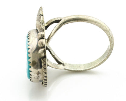 Navajo Ring .925 Silver Sleeping Beauty Turquoise Native Artist C.80's