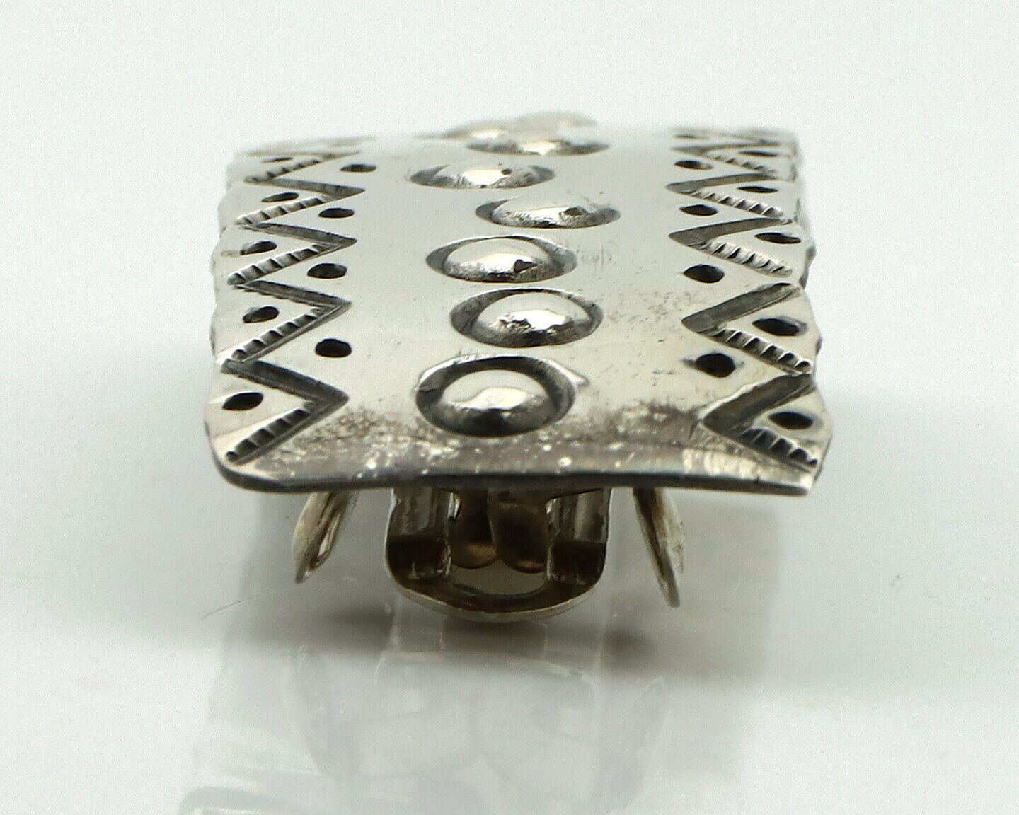 Women's Navajo Hair Clip Barrette .925 Silver Hand Stamped Native Artist C.80's