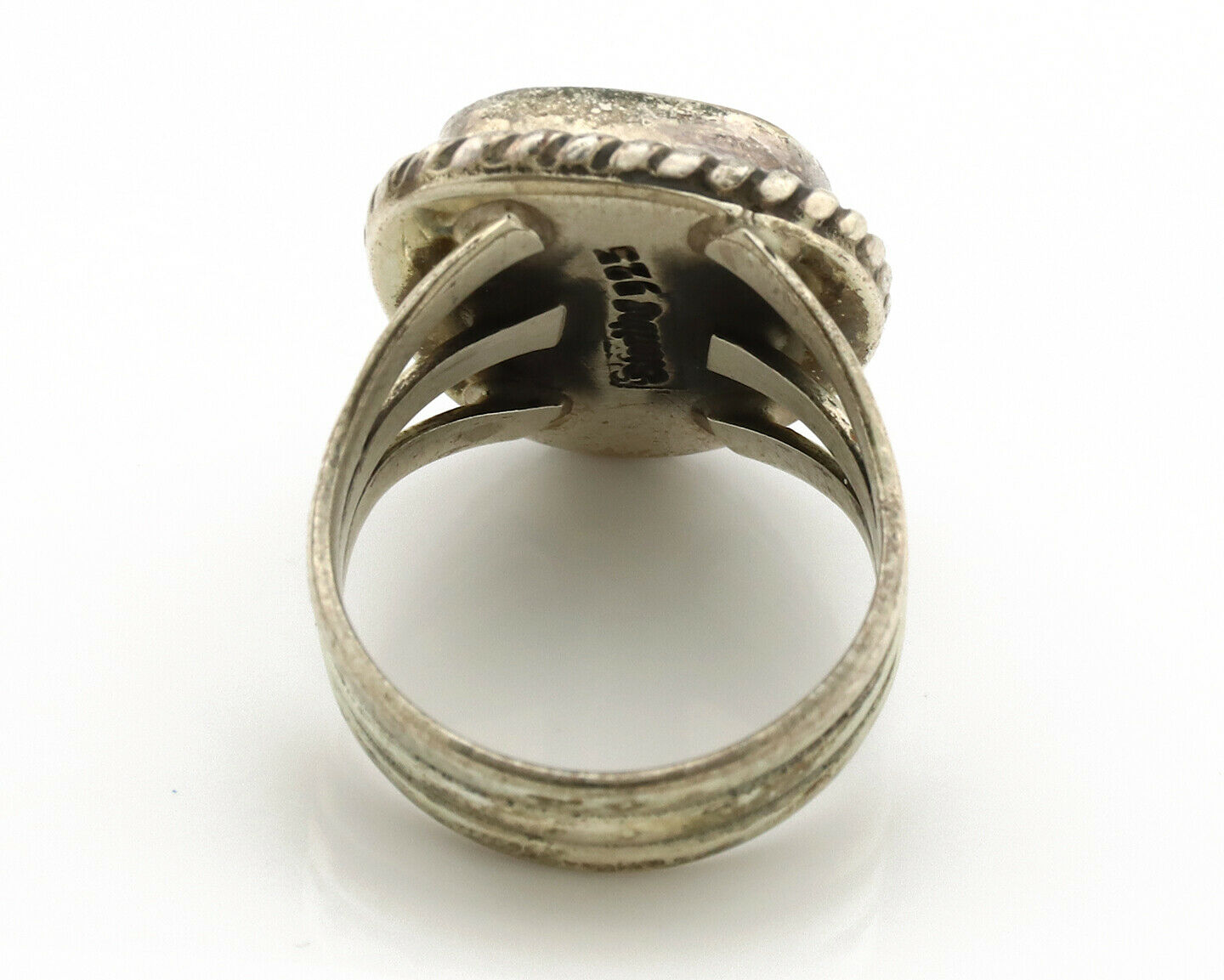 Navajo Ring .925 Silver Blue Turquoise Native American Artist C.1980's