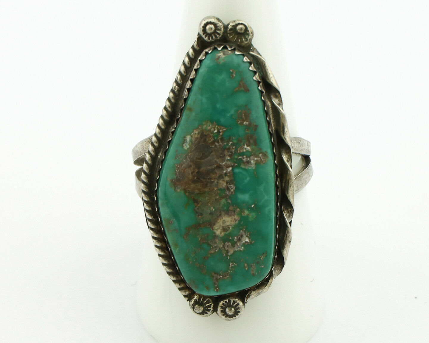 Navajo Ring .925 Silver Natural Aqua Turquoise Signed James Martin C.80's