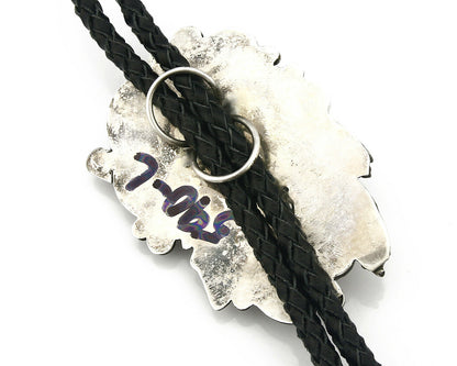 Navajo Turquoise Bolo Tie .925 Silver Handmade C.80's Turquoise Signed Gomez