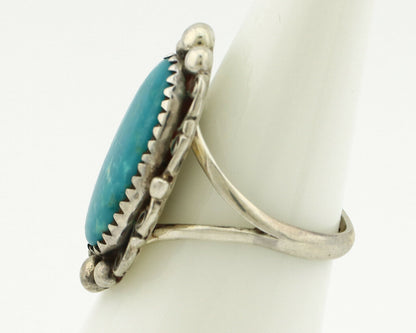 Navajo Ring .925 Silver Blue Turquoise Native American Artist C.80's
