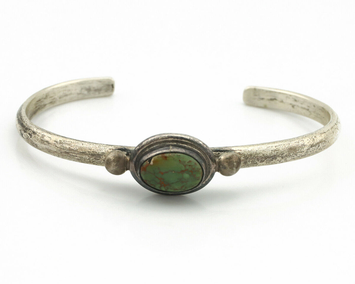 Navajo Bracelet .925 Silver Spiderweb Turquoise Native American Artist C.90's