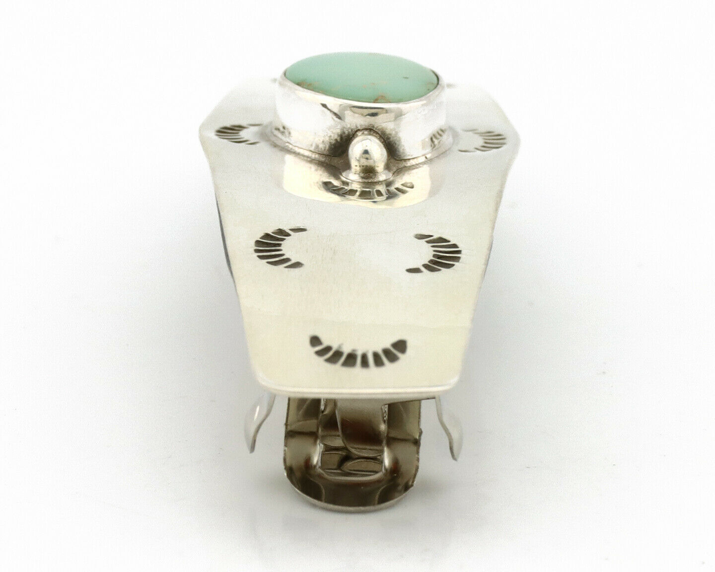 Navajo Hair Clip .925 Silver Globe Turquoise Barrette C.80's