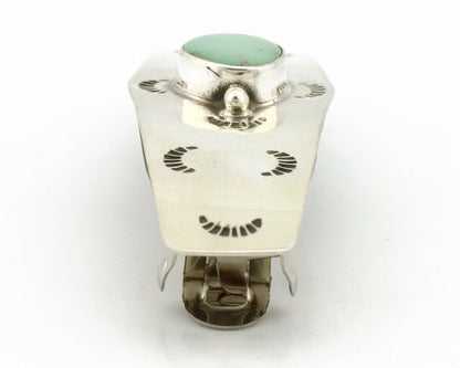 Navajo Hair Clip .925 Silver Globe Turquoise Barrette C.80's