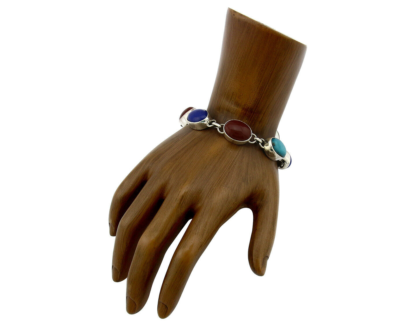 Navajo Bracelet .925 SOLID Silver Natural Gemstones Signed Artist Nakai C.80's