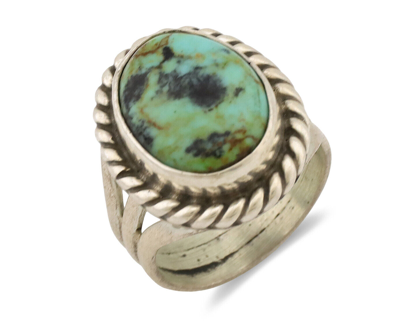 Navajo Ring .925 Silver Natural Kingman Turquoise Native American Artist C.1980s