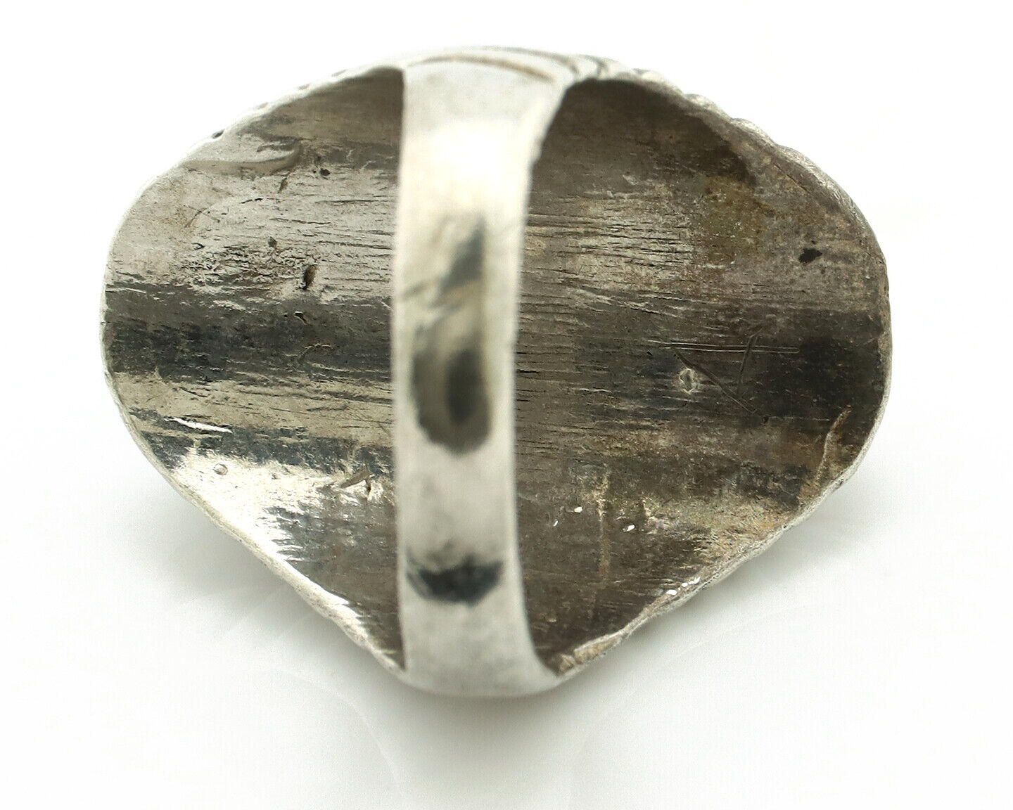 Navajo Ring 925 Silver Coral & Globe Turquoise Native American Artist C.1970's