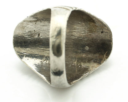 Navajo Ring 925 Silver Coral & Globe Turquoise Native American Artist C.1970's