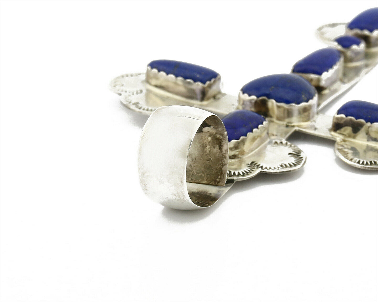 C.1980's Navajo Signed WWs & VY .925 Silver Large Lapis Cross