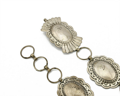 C.1980's Navajo Signed Marcella James .925 Silver Hand Stamped Concho Belt