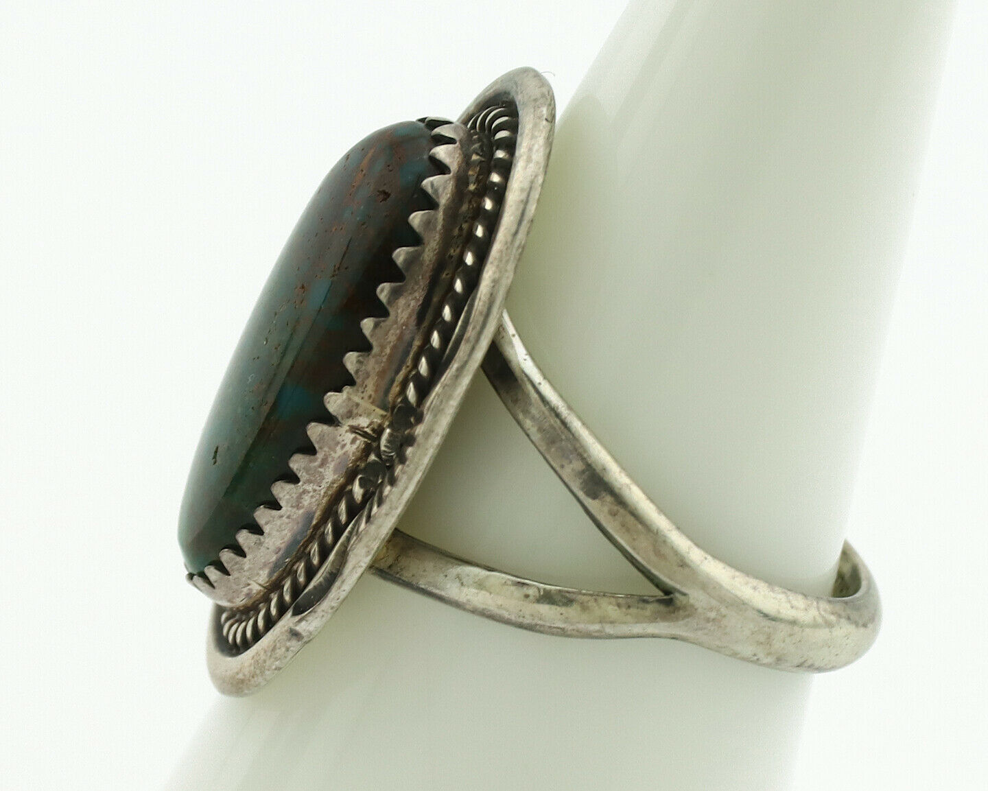 Navajo Ring .925 Silver Nevada Turquoise Native American Artist C.1980's