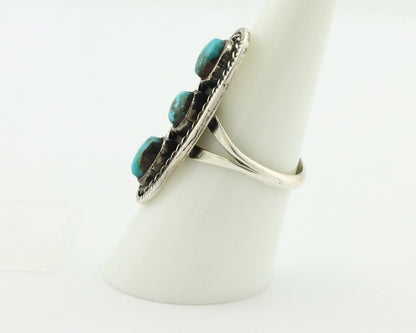 Navajo Ring .925 Silver Natural Blue Turquoise Native American Artist C.80's