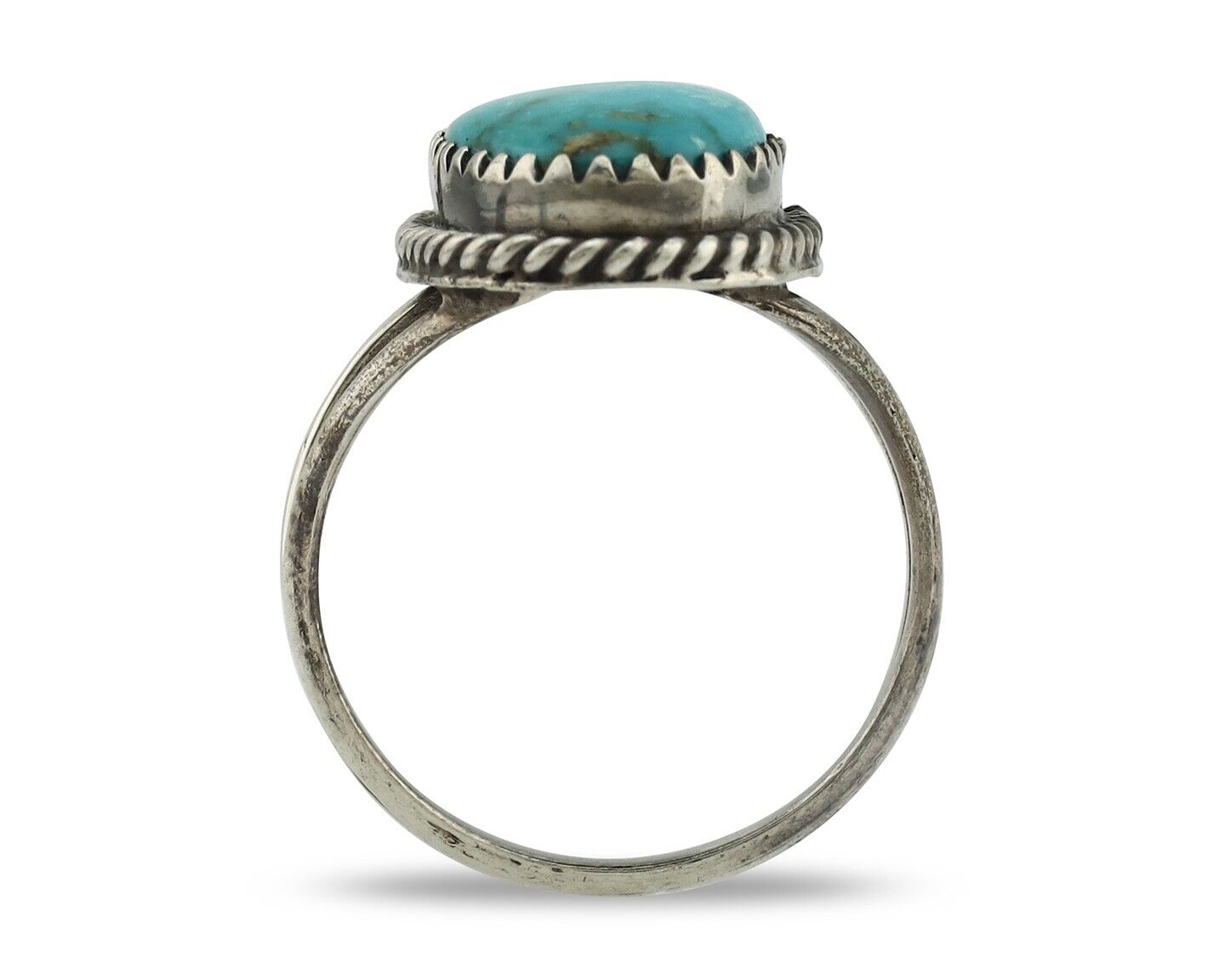 Navajo Handmade Ring 925 Silver Kingman Turquoise Artist Signed MC C.80's