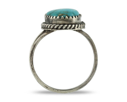 Navajo Handmade Ring 925 Silver Kingman Turquoise Artist Signed MC C.80's