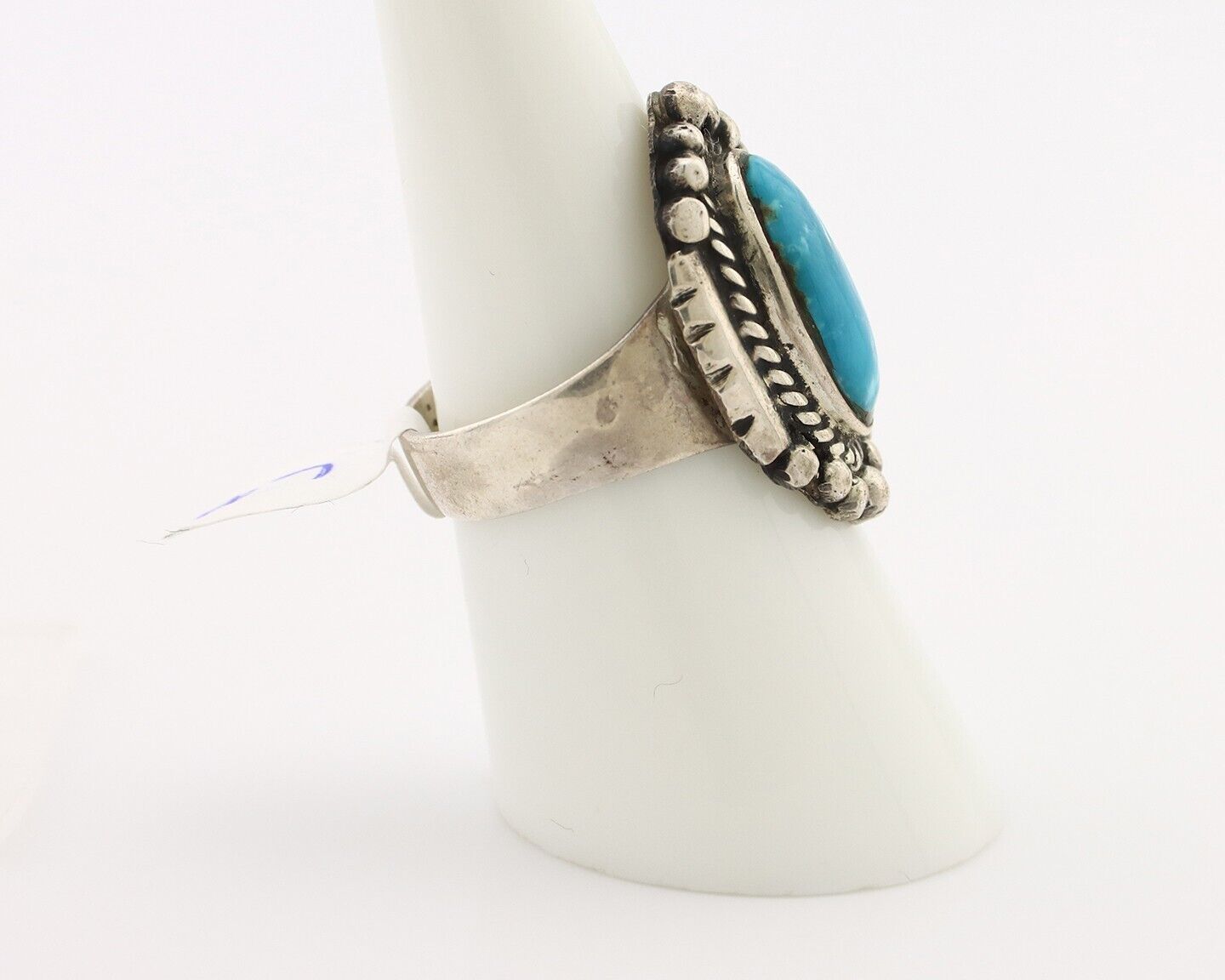 Navajo Ring 925 Silver Blue Gem Turquoise Artist Signed RR C.80's