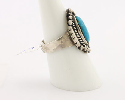 Navajo Ring 925 Silver Blue Gem Turquoise Artist Signed RR C.80's