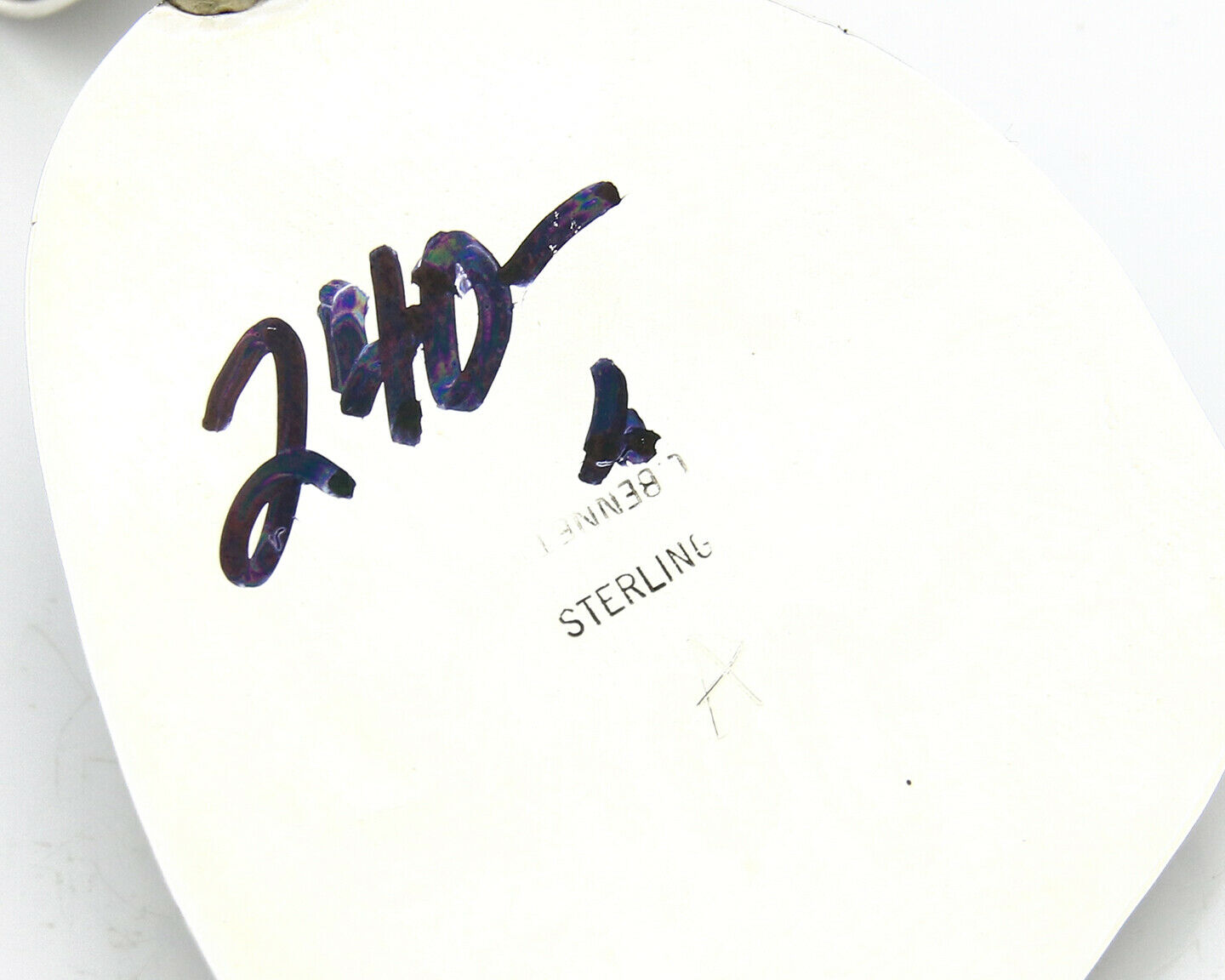 Navajo Turquoise Pendant .925 Silver Handmade Signed Lee Bennett C.80's