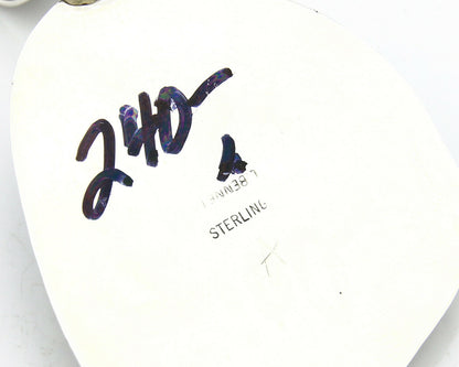 Navajo Turquoise Pendant .925 Silver Handmade Signed Lee Bennett C.80's