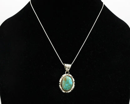 Navajo Necklace .925 Silver Kingman Turquoise Signed UP C.1980's