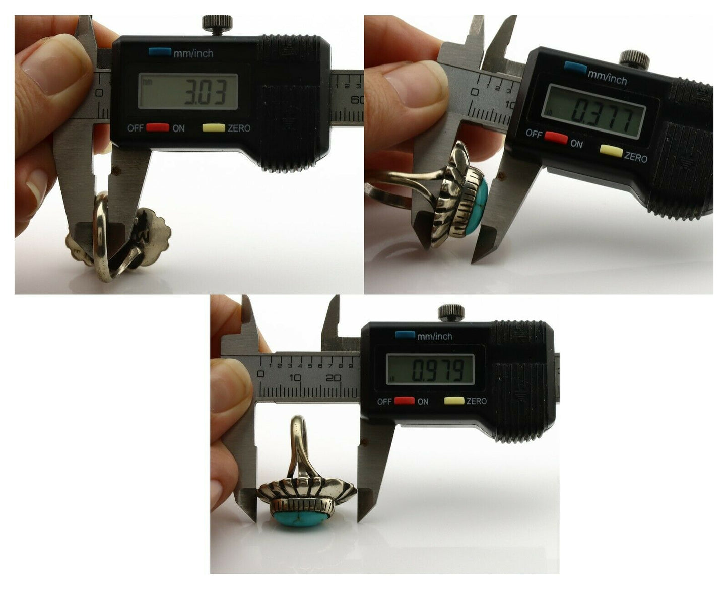 Navajo Ring .925 Silver Natural Mined Turquoise Artist Signed M Montoya C.80's