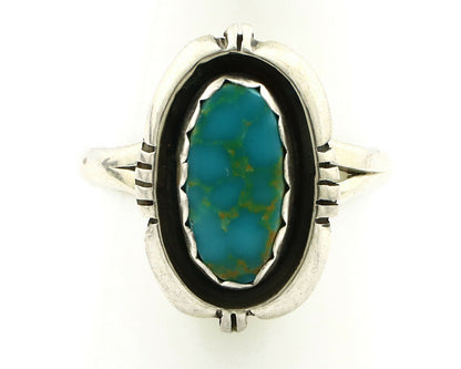 Navajo Ring .925 Silver Blue Gem Turquoise Handmade Native American Artist C80s