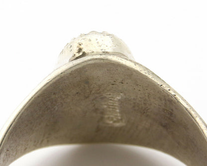 Zuni Ring .925 Silver Kingman Turquoise Hand Stamped Native American C.80's