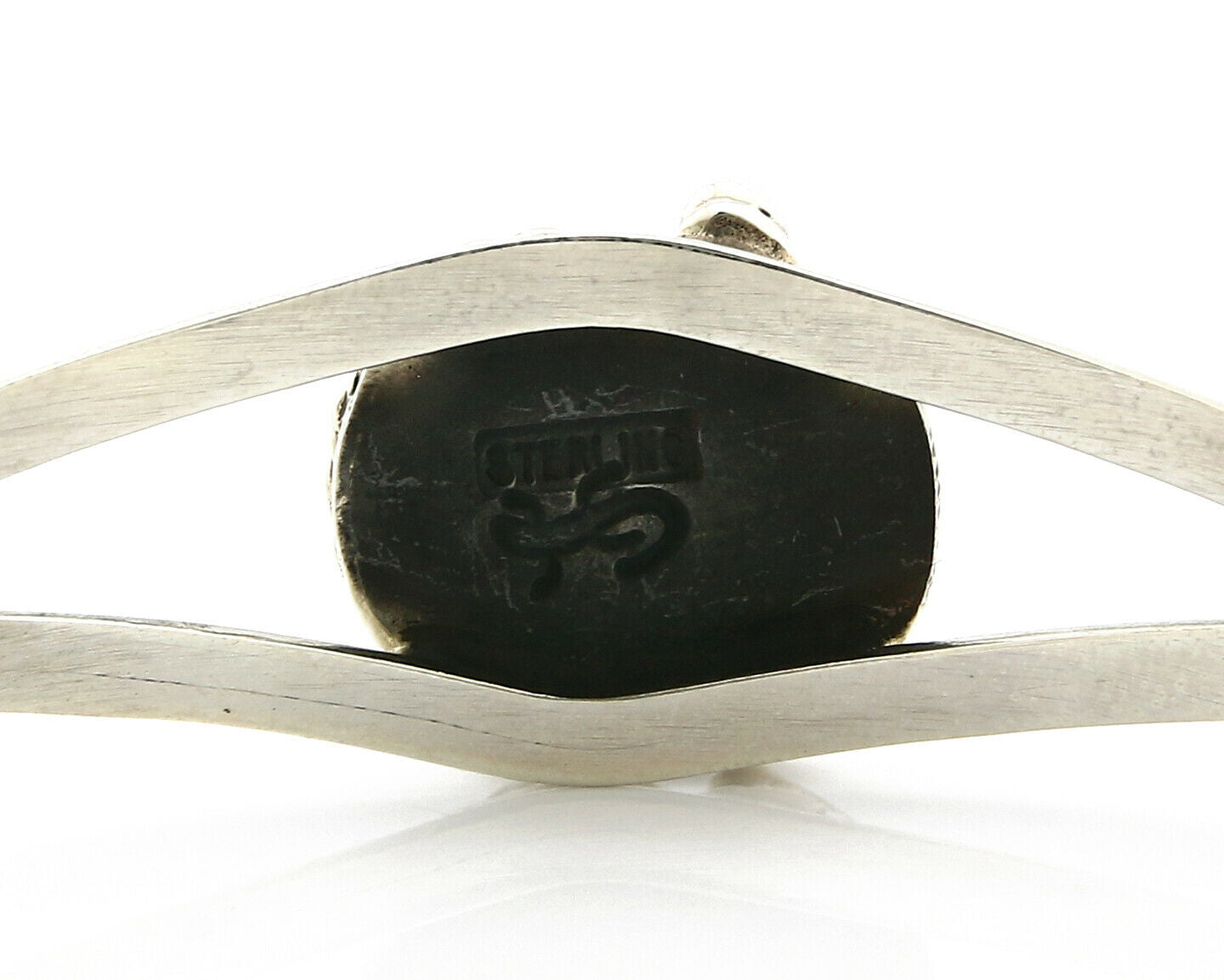 Navajo Bracelet .925 Silver Turquoise Mountain Signed Calvin Peterson C.80's