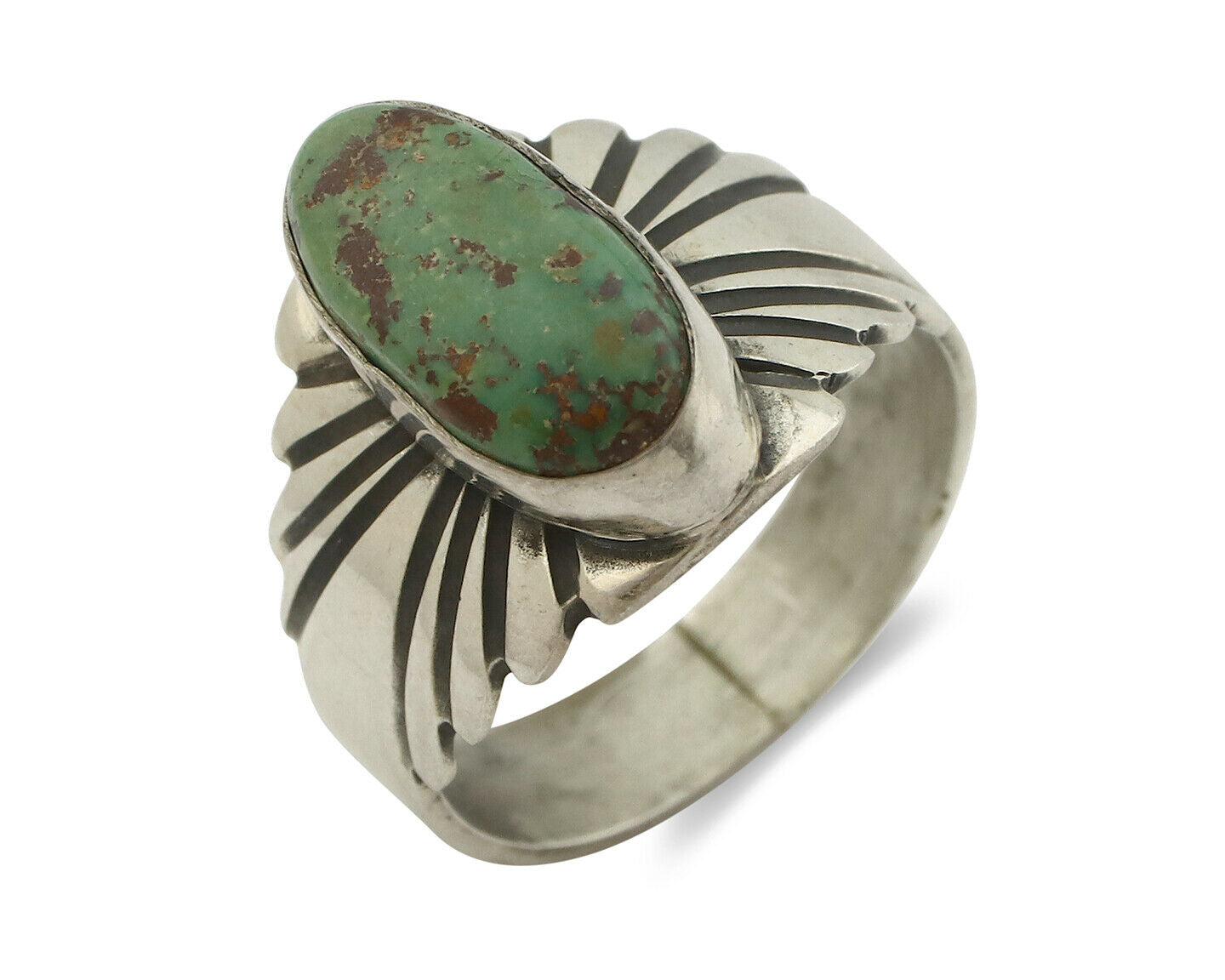 Navajo Ring .925 Silver Blue Green Arizona Turquoise Artist Signed Apache C.80's