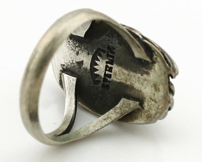 Navajo Ring .925 Silver Kingman Turquoise Artist Signed Sun C.1980's