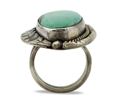 Navajo Ring 925 Silver Castle Dome Turquoise Native American Artist C.70's