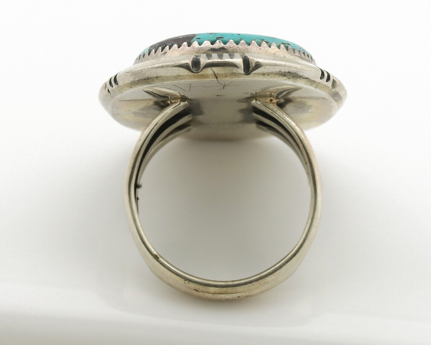 Navajo Ring .925 Silver Natural Turquoise Artist Signed William Denetdale C.80s