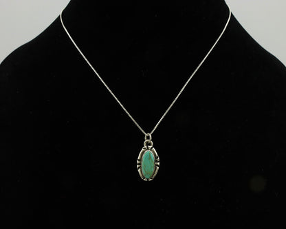 Navajo Necklace .925 Silver Arizona Turquoise Signed Gecko C.1980's
