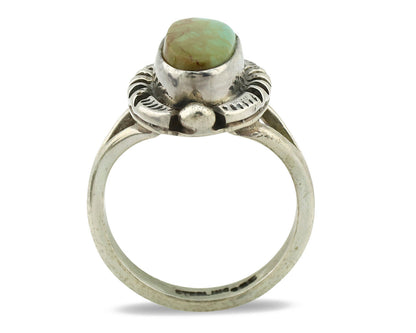 Navajo Ring .925 Silver Kingman Turquoise Artist Signed Gecko C.80's
