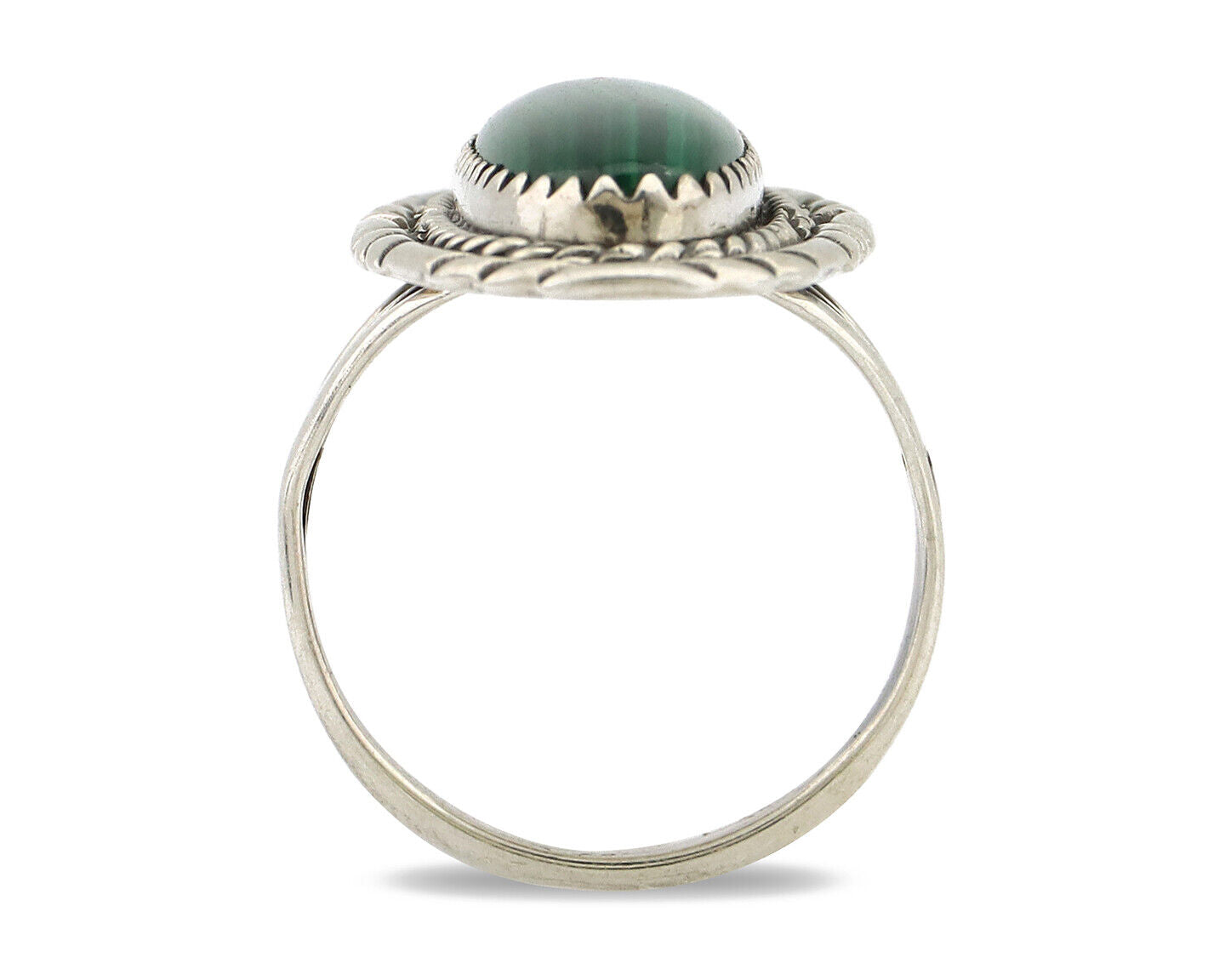 Navajo Ring 925 Silver Natural Malachite Artist Signed William Denetdale C.80's