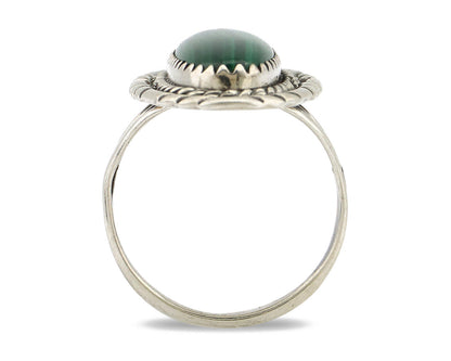 Navajo Ring 925 Silver Natural Malachite Artist Signed William Denetdale C.80's