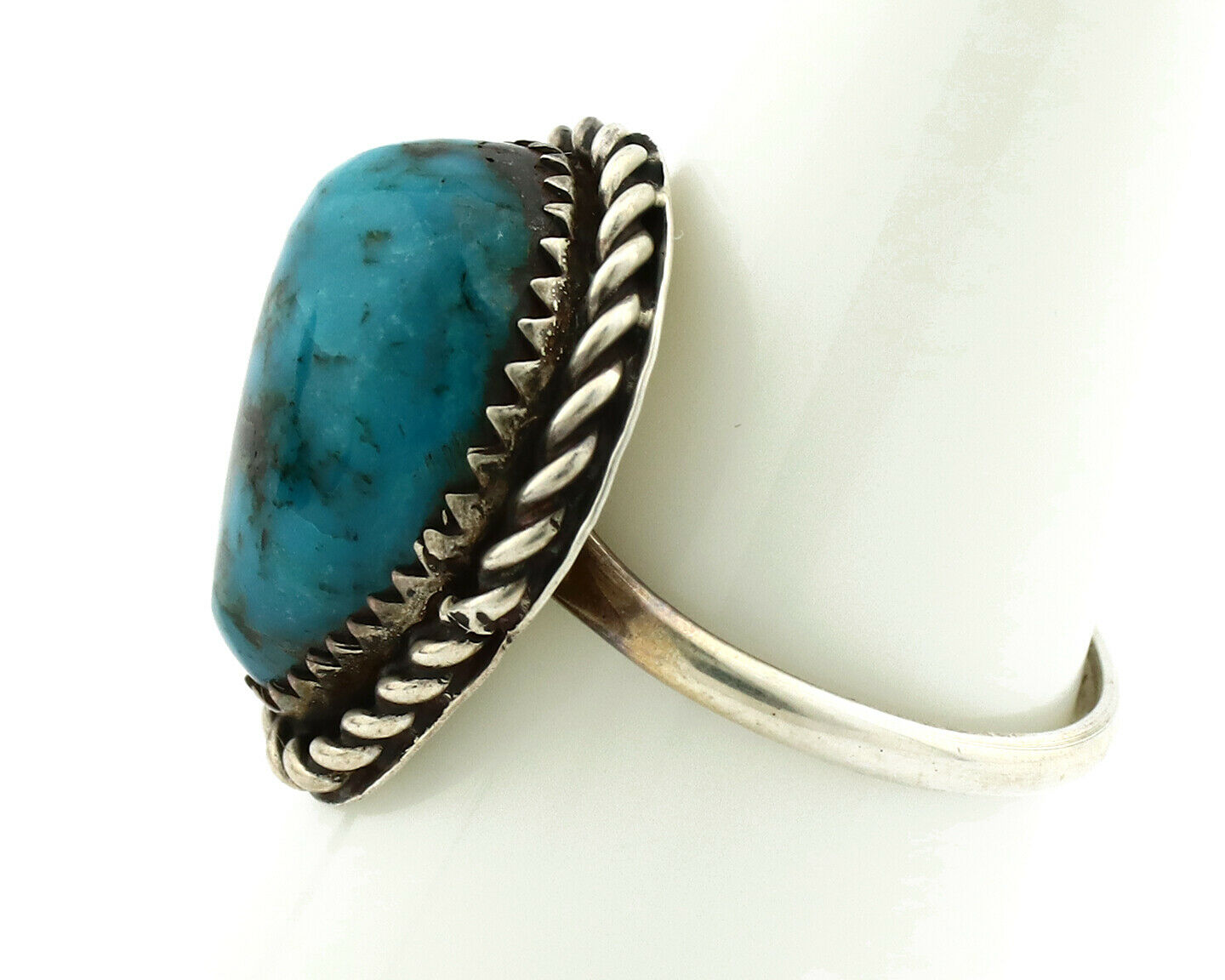 Navajo Ring .925 Silver Blue Turquoise Handmade Native American Artist C80s
