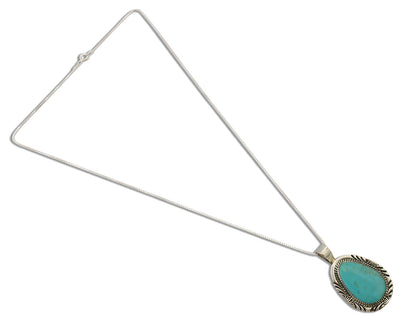 Navajo Necklace .925 Silver Kingman Turquoise Native American Signed C.1980's