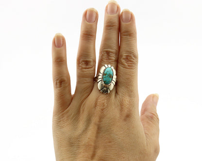 Navajo Ring .925 Silver Arizona Turquoise Signed M Montoya C.80's