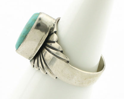 Navajo Ring .925 Silver Kingman Turquoise Artist Signed Apache C.80's
