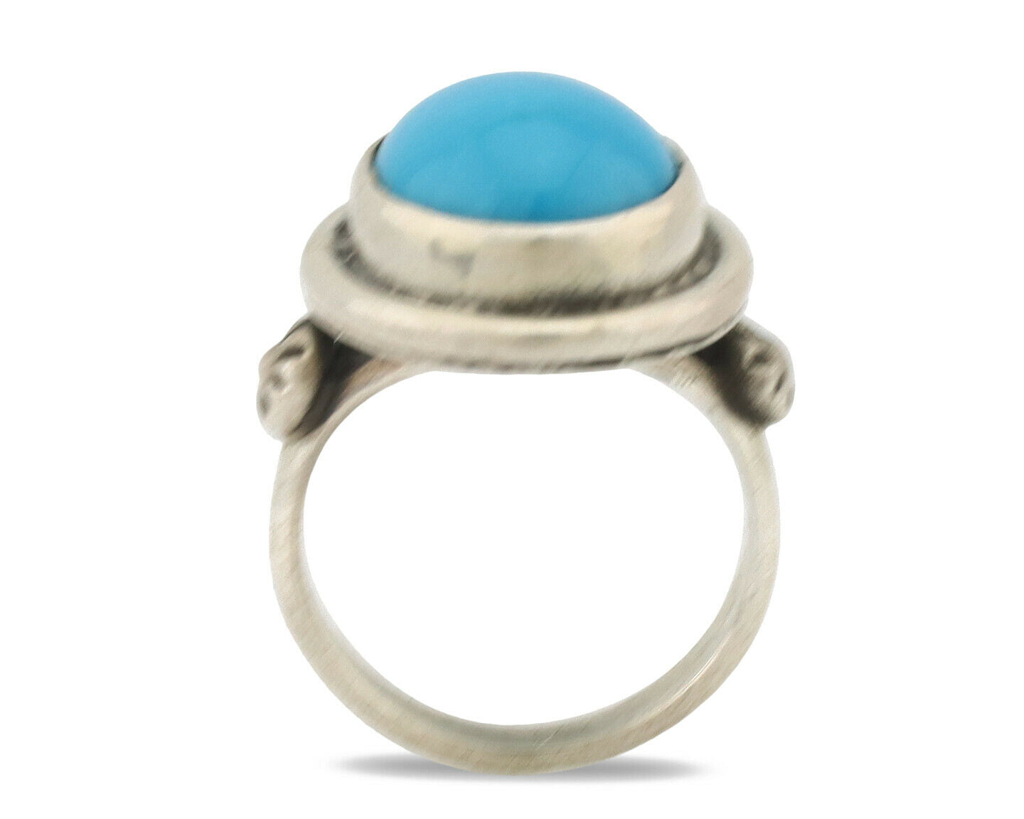 Navajo Ring .925 Silver Natural Blue Turquoise Native American Artist C.1980's