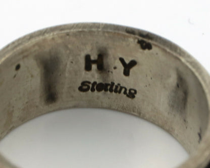 Navajo Pictograph Ring .925 Silver Signed Artist HY C.80's