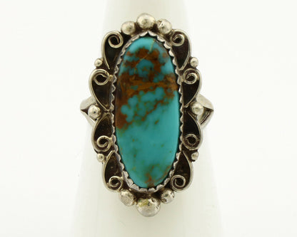 Navajo Ring .925 Silver Kingman Turquoise Artist Signed Talhat C.90's