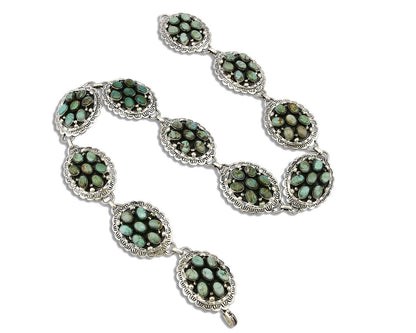 Women's Navajo Concho Belt .925 Silver Turquoise Signed Montoya C.80's